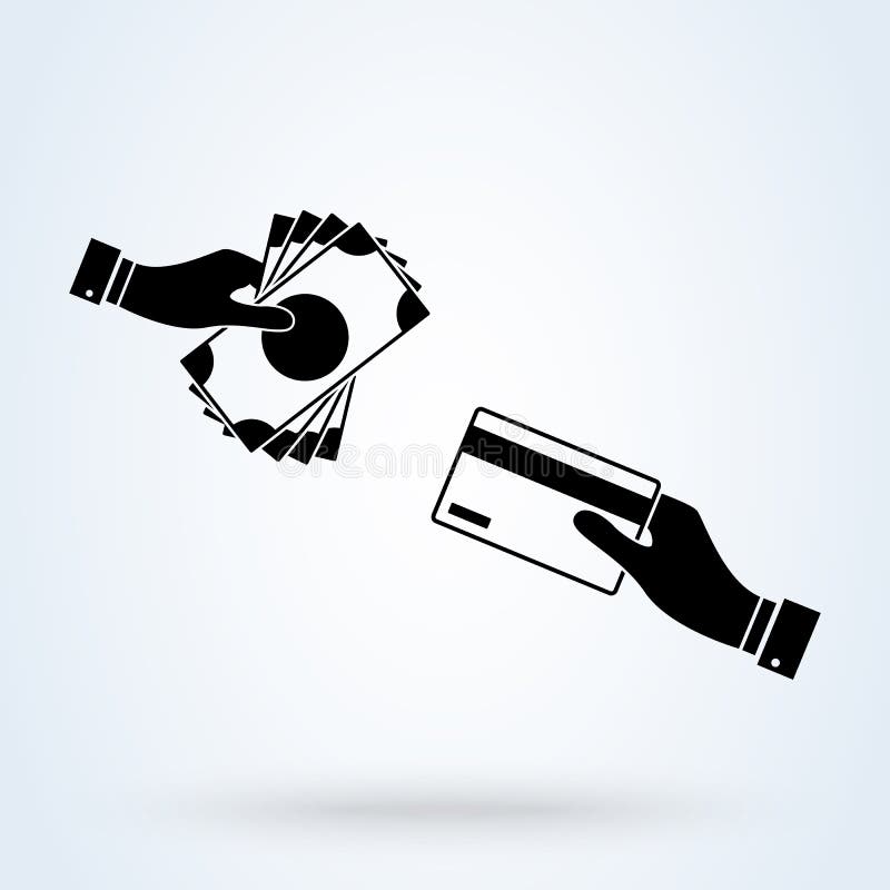 Hand with credit card and cash icon. illustrator vector Hand with credit card and money royalty free illustration