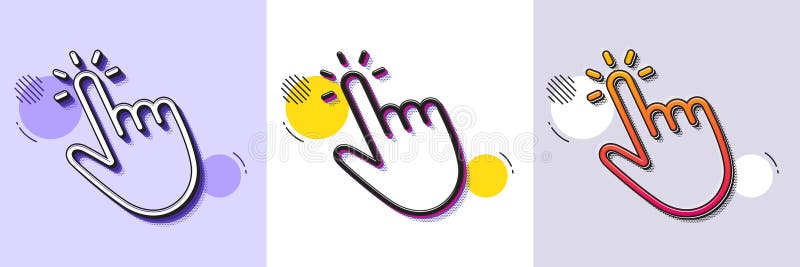 Hand cursor line icon. Click action sign. Halftone dotted pattern. Vector vector illustration