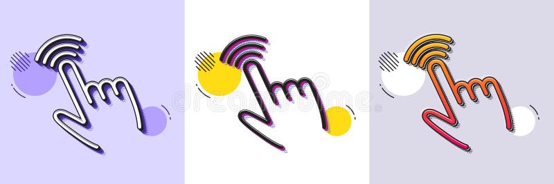 Hand cursor line icon. Click action sign. Halftone dotted pattern. Vector vector illustration
