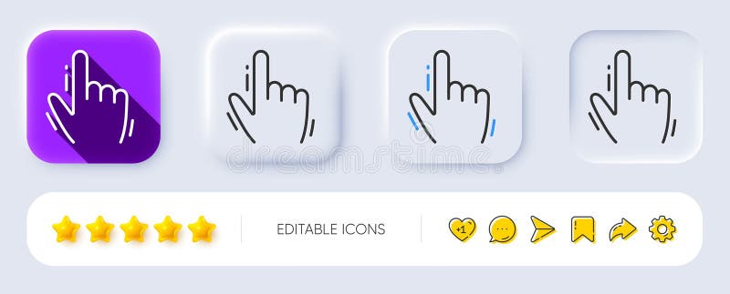 Hand cursor line icon. Click action sign. Neumorphic buttons. Vector royalty free illustration