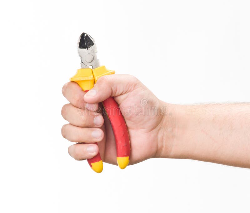Hand with cutting pliers