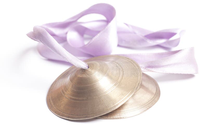 Hand Cymbals Top View Isolated on White Background. Stock Photo Image of tradition, hand