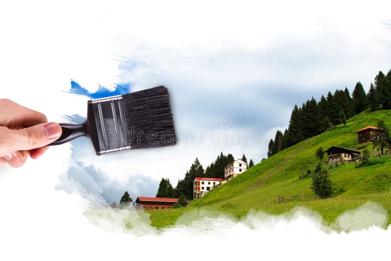 Hand die Ayder-Plateau schilderen stock fotografie Hand die Ayder-Plateau schilderen stock fotografie