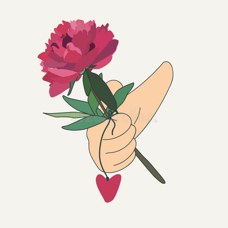 Hand die een rode bloem houden stock illustratie Hand die een rode bloem houden stock illustratie