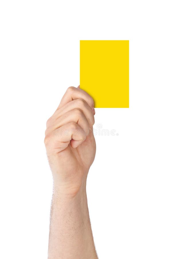 Hand, die eine gelbe Karte anhält lizenzfreie stockfotos Hand, die eine gelbe Karte anhält lizenzfreie stockfotos