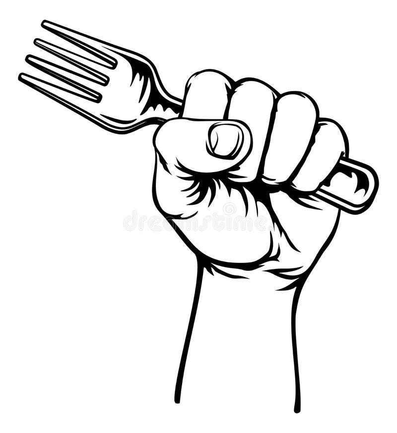 Hand, die Gabel hält stock abbildung