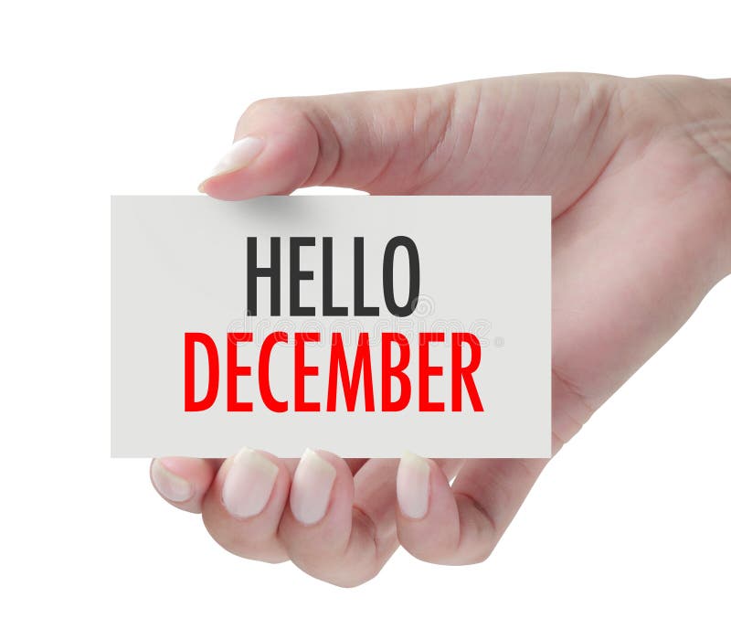 Hand die Hello December tonen royalty-vrije stock foto Hand die Hello December tonen royalty-vrije stock foto