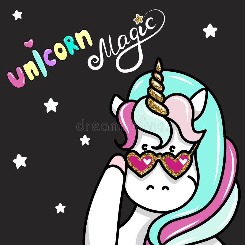 Hand dragen illustration av magiska enhörningar Unicorn Magic text Kan användas för hälsa, födelsedag- och inbjudankort royaltyfri illustrationer Hand dragen illustration av magiska enhörningar Unicorn Magic text Kan användas för hälsa, födelsedag- och inbjudankort royaltyfri illustrationer