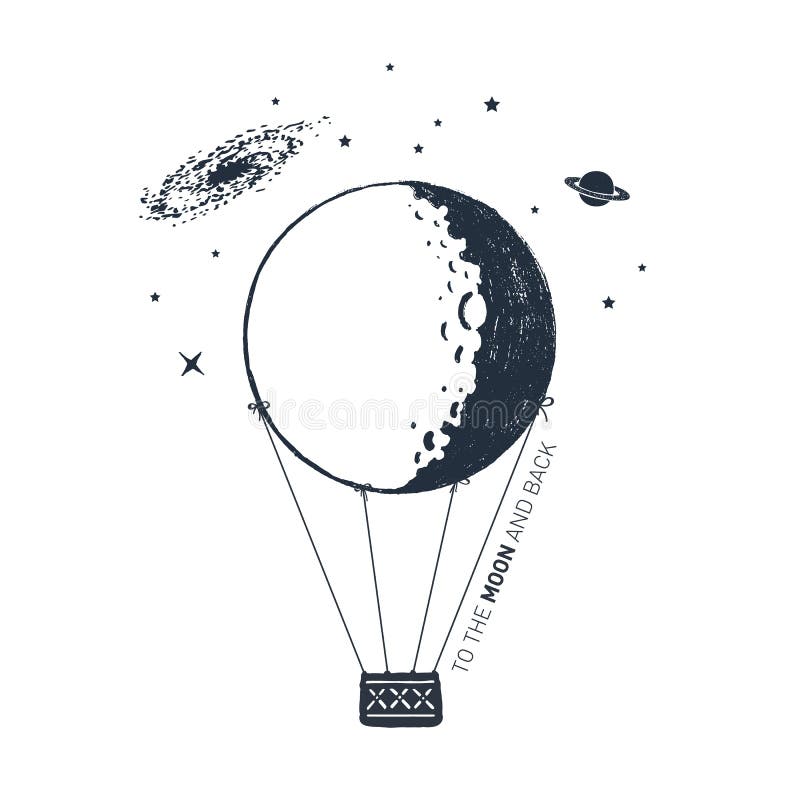 Hand dragen illustration för vektor för ballong för varm luft stock illustrationer Hand dragen illustration för vektor för ballong för varm luft stock illustrationer