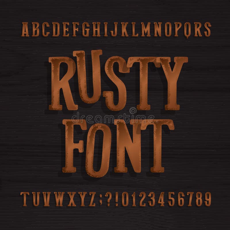 Hand dragen rostig tappningstilsort Retro alfabetstilsort Typbokstäver och nummer på en grov träbakgrund vektor illustrationer Hand dragen rostig tappningstilsort Retro alfabetstilsort Typbokstäver och nummer på en grov träbakgrund vektor illustrationer