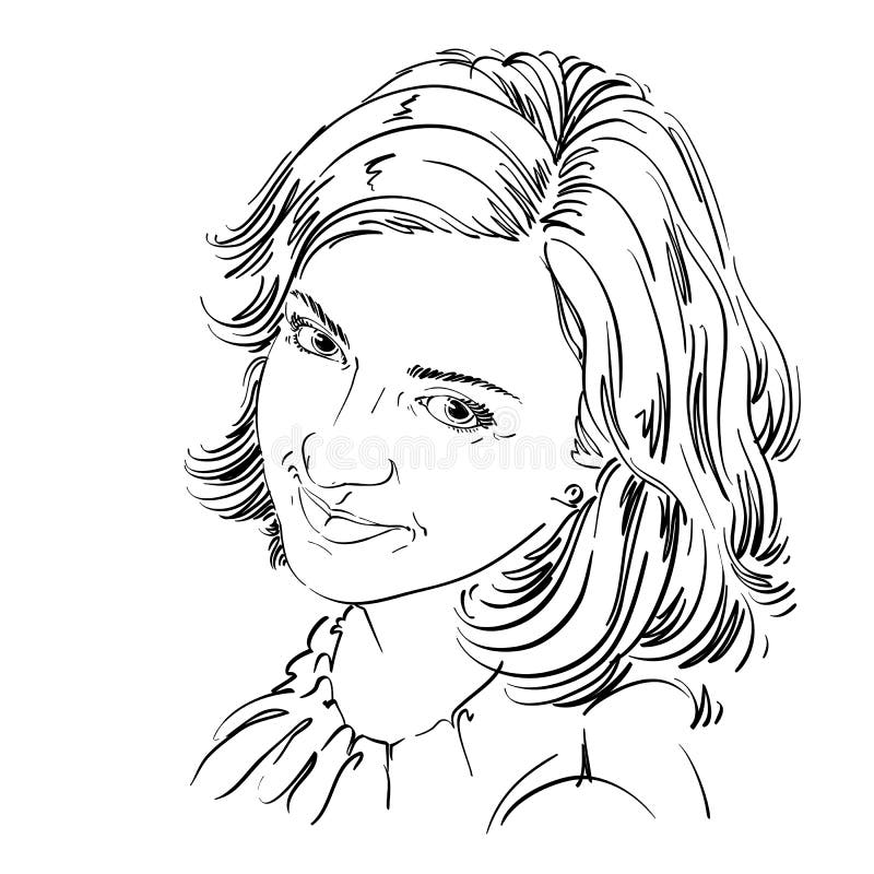 Hand-dragen vektorillustration av härlig lycklig och nöjd wo vektor illustrationer Hand-dragen vektorillustration av härlig lycklig och nöjd wo vektor illustrationer