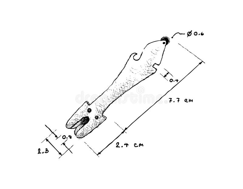 Hand dragit mått av en knivvässare. Den drog illustrationhanden skissar måttet av knivvässaren som isoleras på vit bakgrund, en van vid utrustning, vässar kanterna av stålhjälpmedel inkluderar sax, liar, knivar och rakknivar