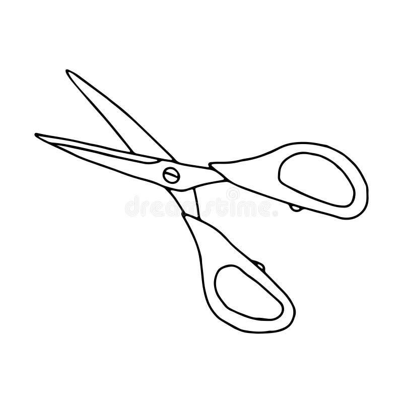 Hand-draw black vector illustration of metallic sewing items isolated on a white background royalty free illustration