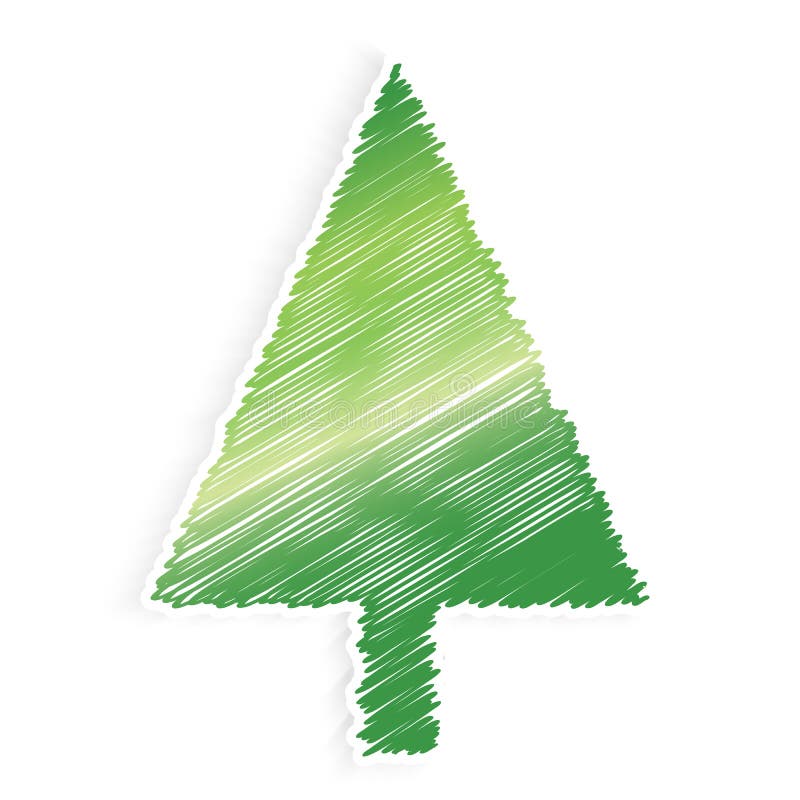 Hand draw Christmas tree stock vector. Illustration of cartoon - 161589920