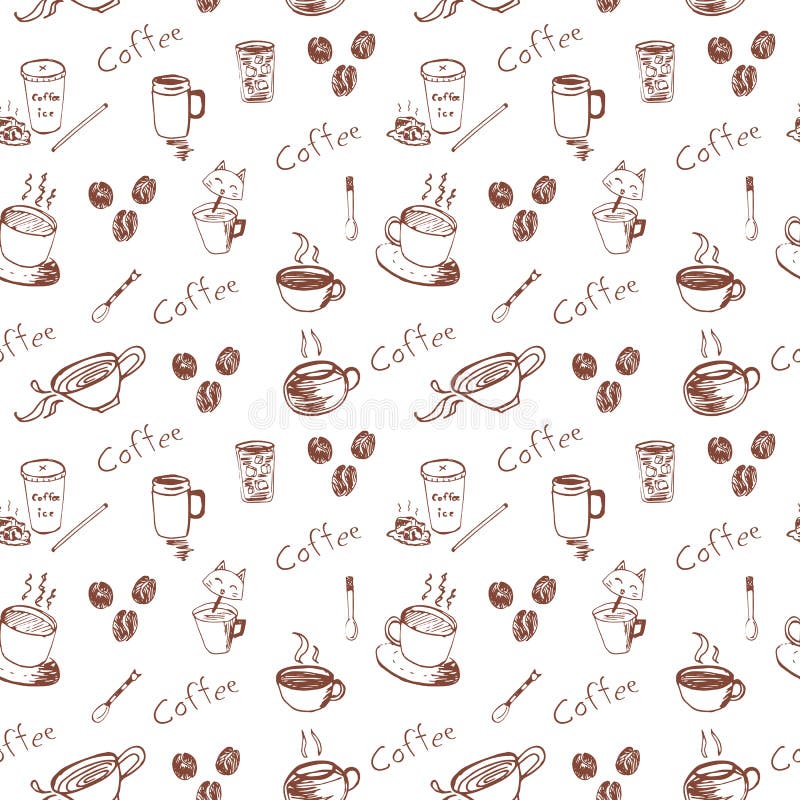 Coffee Drawing Vector Set,coffee Illustration on White Background Stock