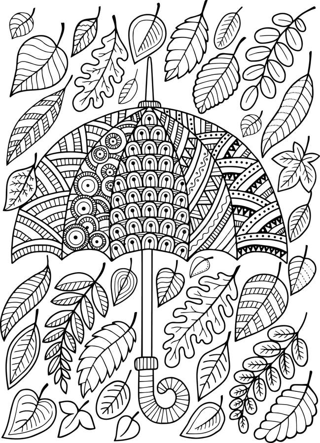 Hand Draw Doodle  Coloring  Page  For Adult I Love Autumn  