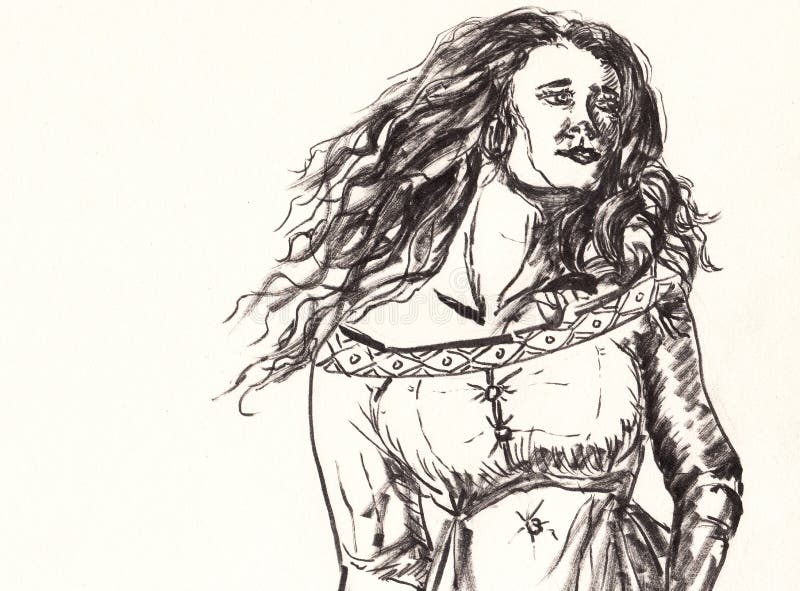 Hand draw girl stock illustration. Illustration of design 45401558