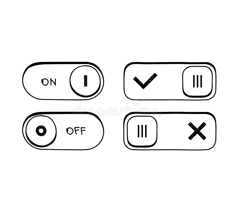 Hand draw goodle sketch Toggle Switch On and Off vector illustration Hand draw goodle sketch Toggle Switch On and Off vector illustration