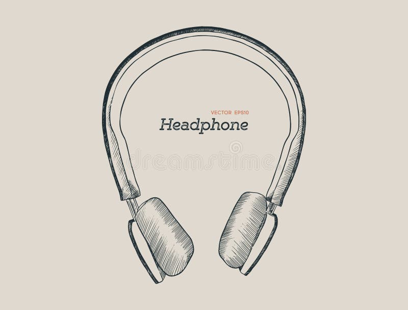 Headphones headset with music playing loud sketch Headphones headset  with music playing loud monochrome sketch outline  CanStock