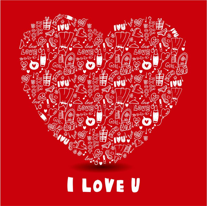 Hand draw love card vector illustration