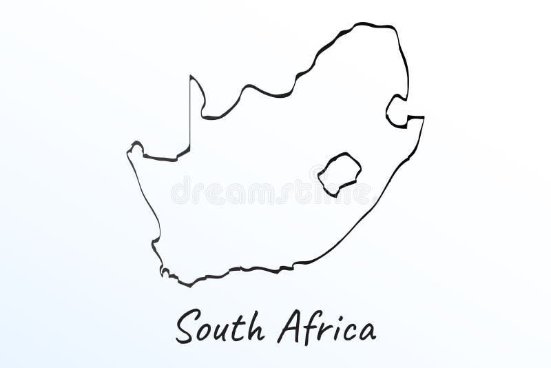Map Of South Africa With Names Hand Draw Map Of South Africa. Black Line Drawing Sketch. Outline Doodle On  White Background. Handwriting Script Name Of The Stock Vector -  Illustration Of Contour, Black: 214669818