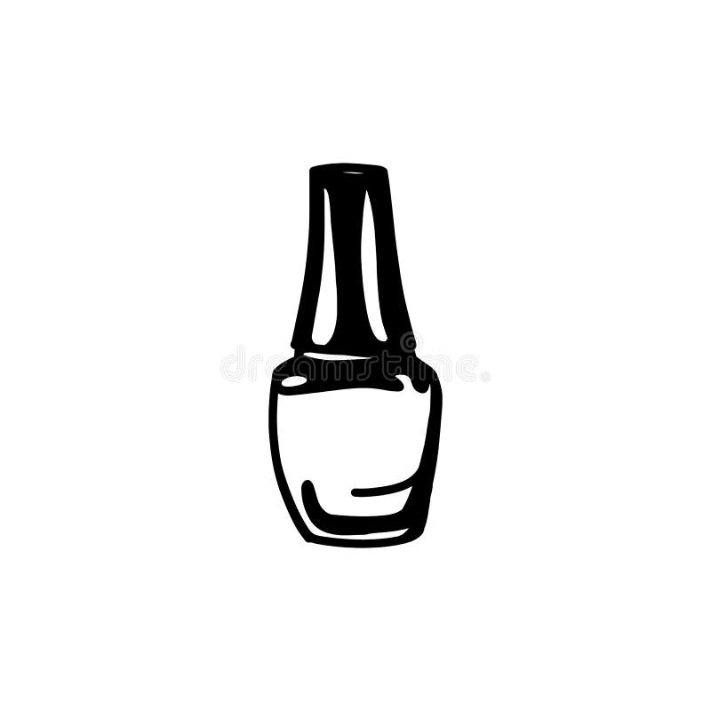 Hand draw nail Polish bottle Icon. Black nail Polish Silhouette isolated on White Background royalty free illustration Hand draw nail Polish bottle Icon. Black nail Polish Silhouette isolated on White Background royalty free illustration