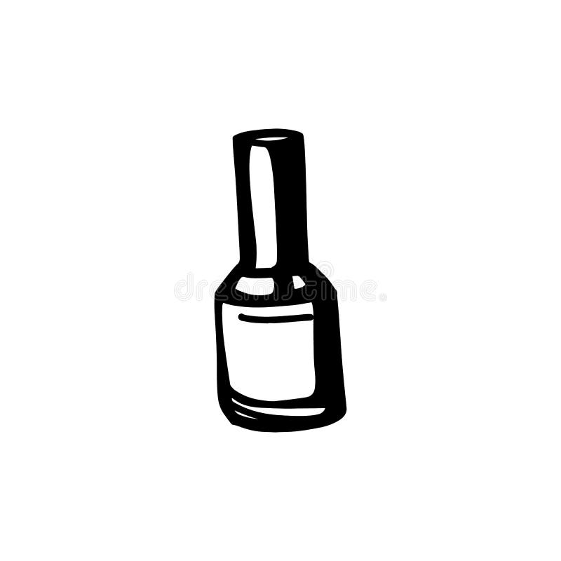 Hand Draw Nail Polish Bottle Icon. Black Nail Polish Silhouette ...