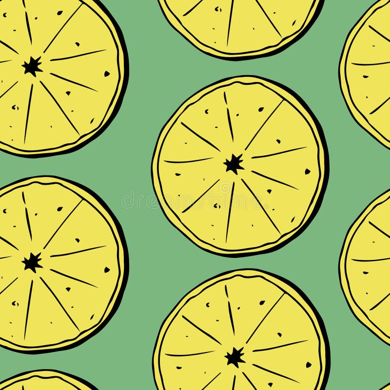 Hand draw seamless pattern of lemons with leaves. Vector illustration royalty free illustration Hand draw seamless pattern of lemons with leaves. Vector illustration royalty free illustration