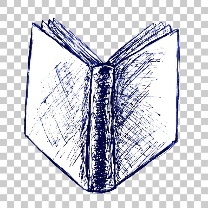 Hand Draw Sketch Of Book At Transparent Effect Background Stock Vector