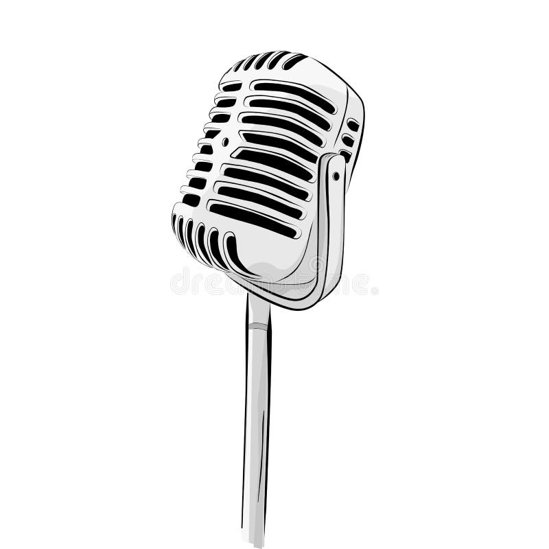 Hand Draw Sketch of Classic Microphone Editorial Photography