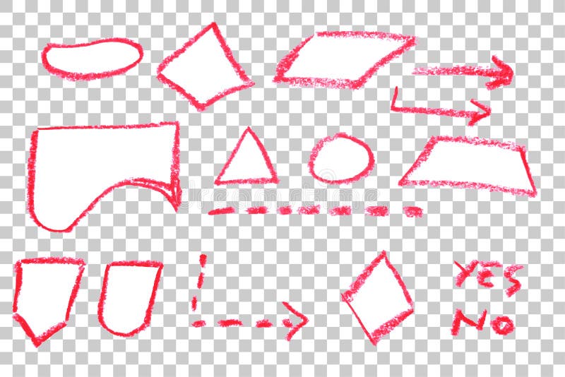 Hand Draw Sketch, Flow Chart Symbol - Red Crayon royalty free illustration Hand Draw Sketch, Flow Chart Symbol - Red Crayon royalty free illustration