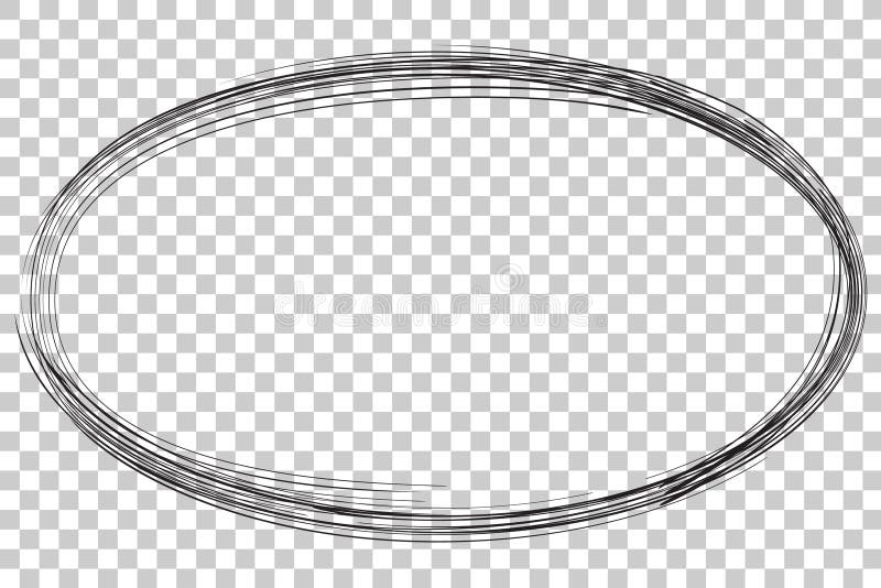 Vector Hand Draw Sketch Oval Frame from Multiple Black thic market for your element design, at transparent Effect Background royalty free illustration
