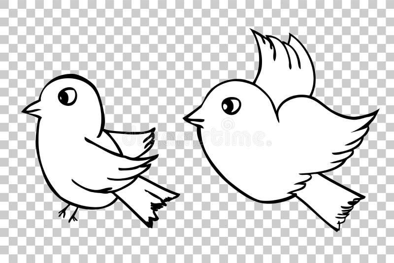 Картинки птицы для вырезания распечатать Hand Draw Sketch, Two Birds at Transparent Effect Background Stock Vector - Illu