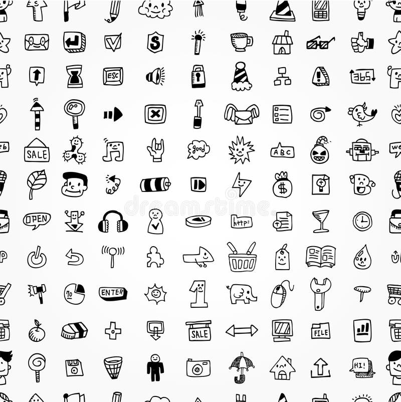 Hand draw web icons seamless pattern