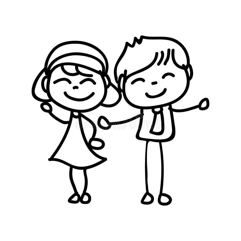 Hand Drawing Abstract Cartoon Happy People Family Happiness Concept ...