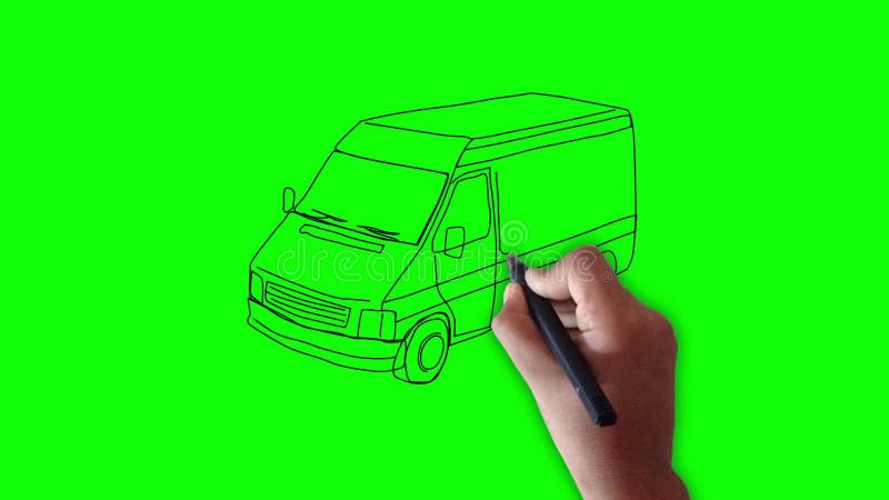 Hand drawing ambulance cartoon sketch animation green screen stock video footage
