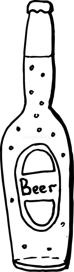 Hand Drawing Bottle of Alcohol on a White Background. Doodle Vector