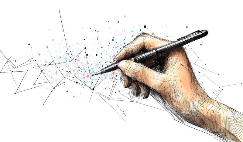 Hand Drawing Business Chart with Line Graph Showing Growth Bar Graph Analysis vector illustration
