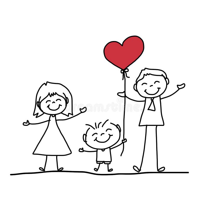 Hand Drawing Cartoon Happy Family Royalty Free Stock Images Download