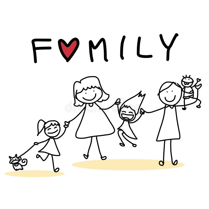 Hand Drawing Cartoon Happy Family Stock Images Image 38317564 Download