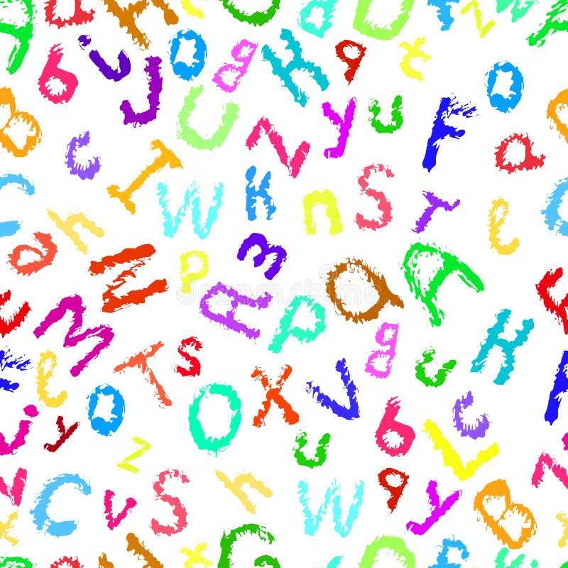 Hand drawing decorative English alphabet, cartoon style sketch vector illustration