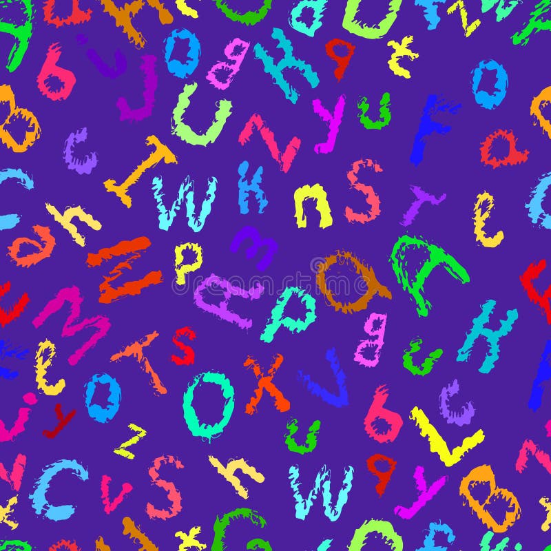 Hand drawing decorative English alphabet, cartoon style sketch vector illustration
