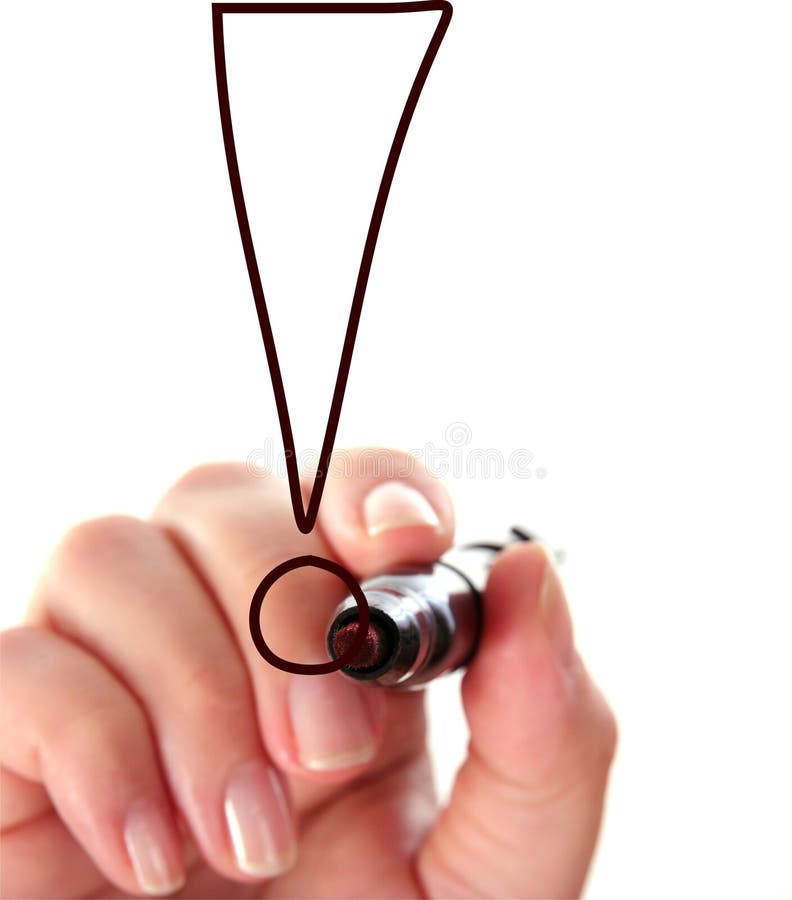 Hand drawing exclamation mark royalty free stock photo