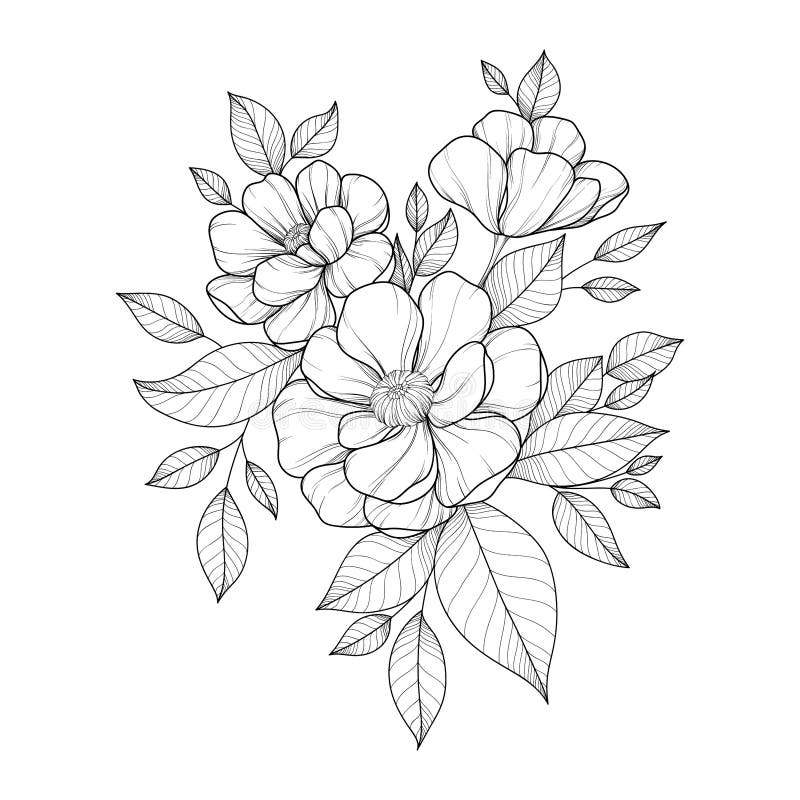 Hand Drawing Flower for Greeting Card, Invitation, Henna Drawing and ...