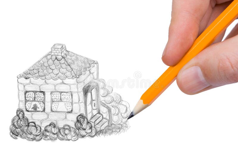 Hand drawing house stock photography