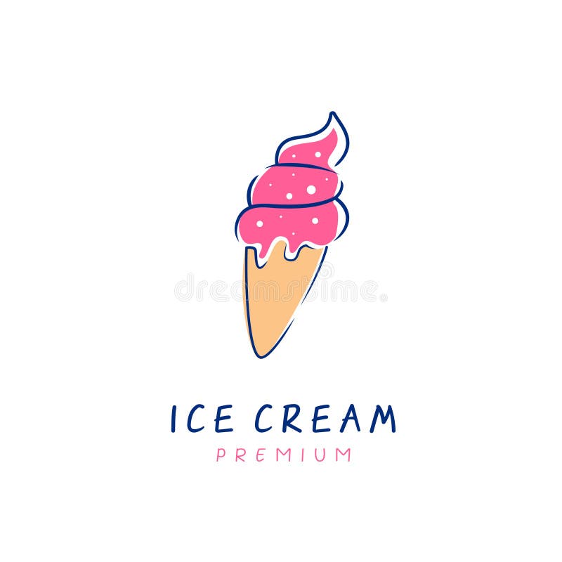 Hand drawing ice cream cone logo icon symbol vector vector illustration