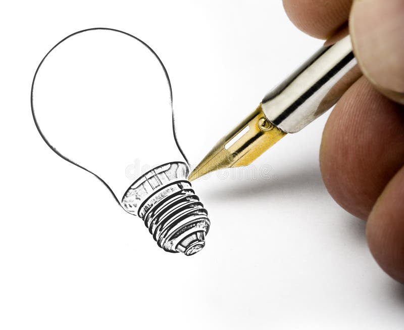 Hand drawing light bulb