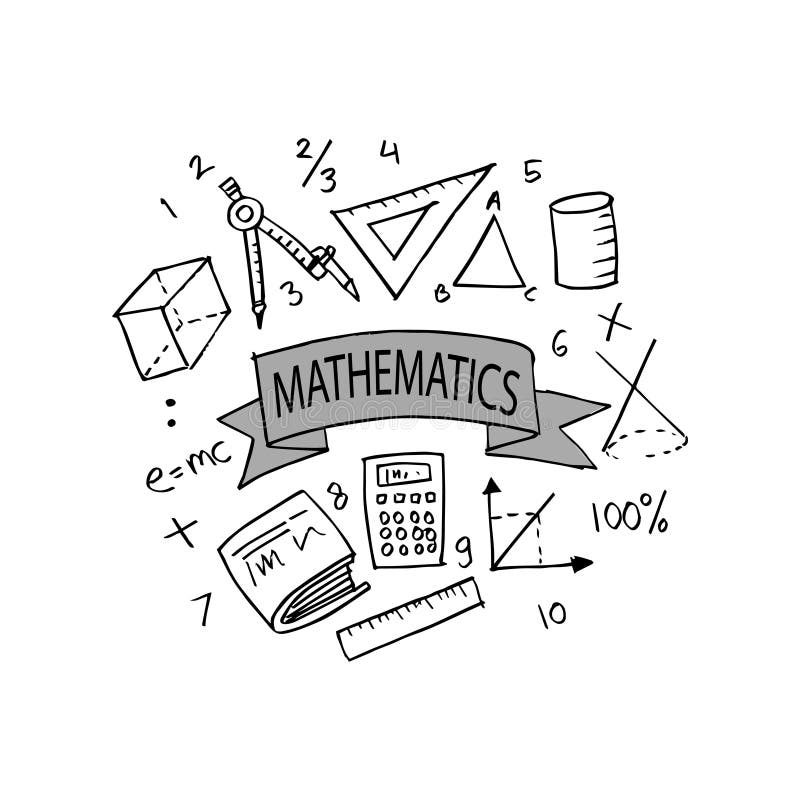 Dessin Mathématiques Page De Garde Hand Drawing Mathematics Doodle Set. Stock Illustration - Illustration
