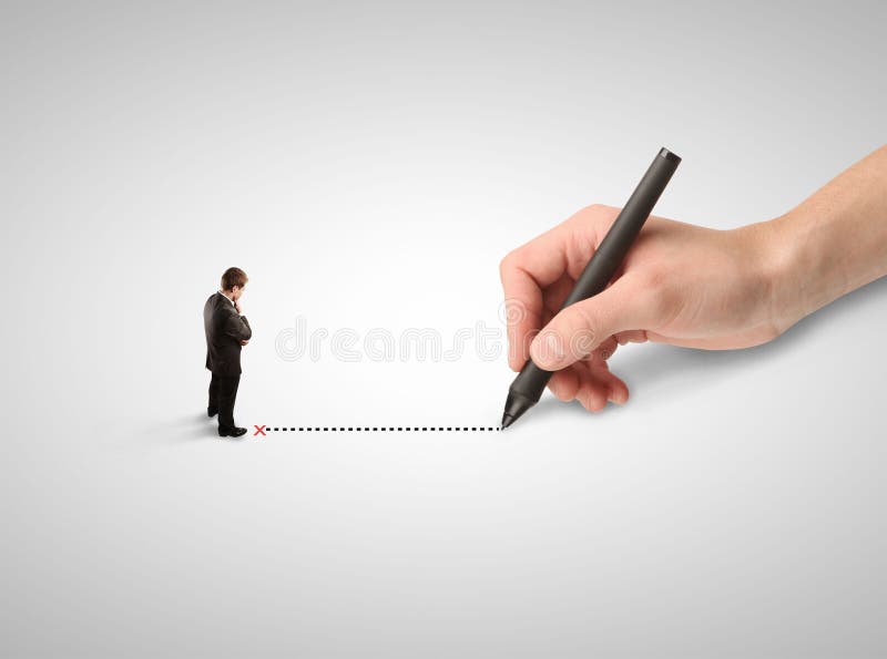 Man thinking and hand drawing route. Diagram marketing research concept stock images, royalty-free photos and pictures