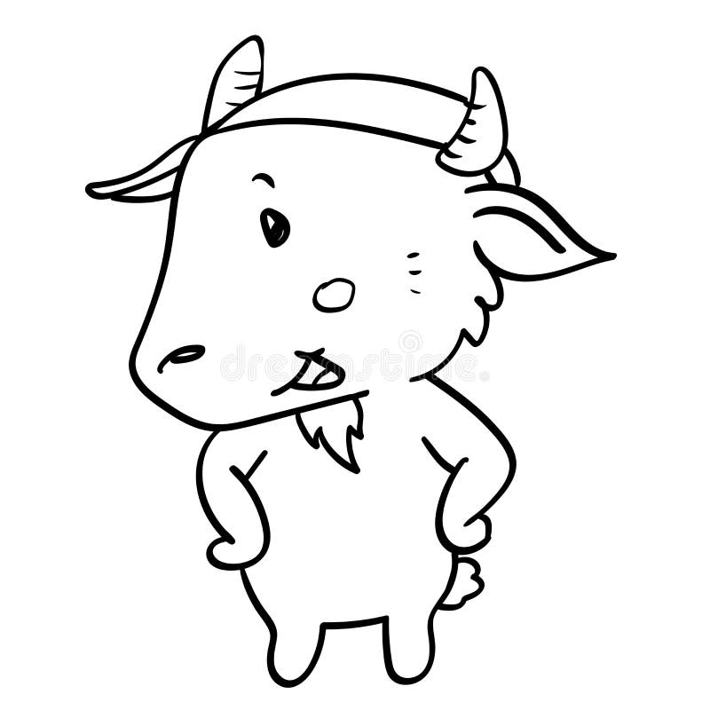 cartoon goat standing-Vector hand drawn royalty free illustration cartoon goat standing-Vector hand drawn royalty free illustration
